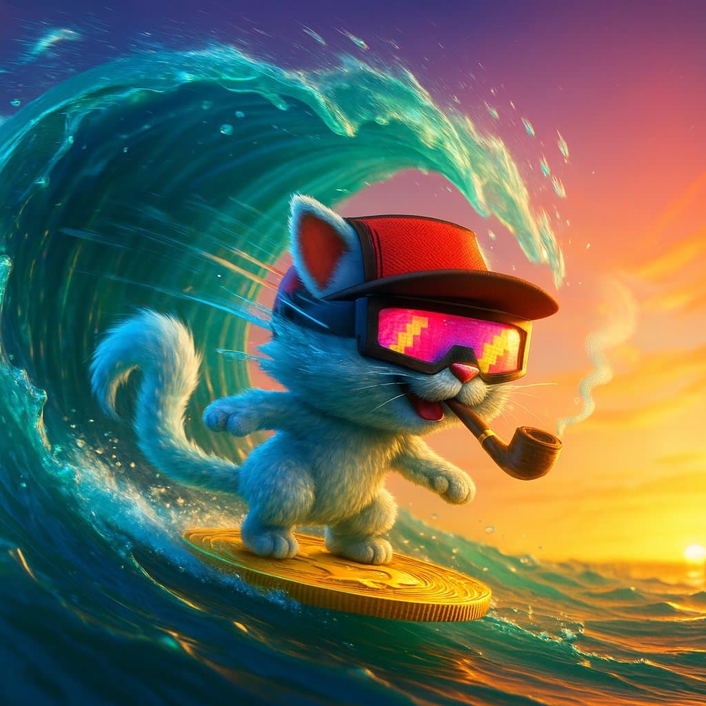 Pixel cat surfing